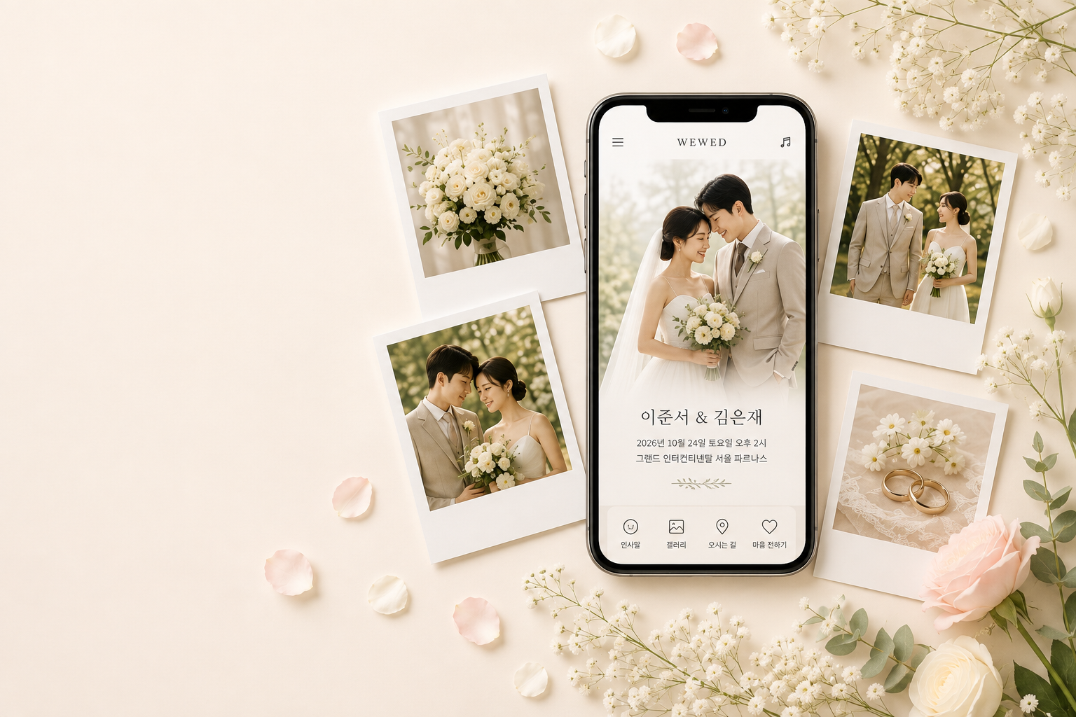 WEWED 모바일 청첩장 디자인 미리보기